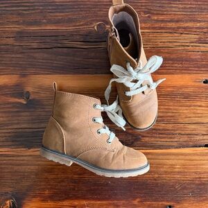 Cat & Jack Brown Kids Boots with Cream Laces